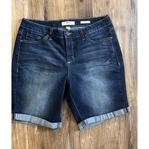 Vtg America Blues Women's Mid Rise Jean Boho Bermuda Dk Wash Shorts Size 10/30